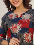 Janasya Bright Georgette Floral Fit & Flare Dress