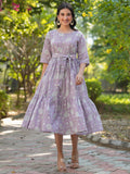 Janasya Light Cotton Floral Tiered Dress