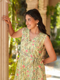 Janasya Light Georgette Floral A-Line Dress