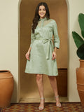 Janasya Light Cotton Yoke Design A-Line Dress