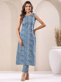Janasya Light Cotton Chevron Straight Kurta Set