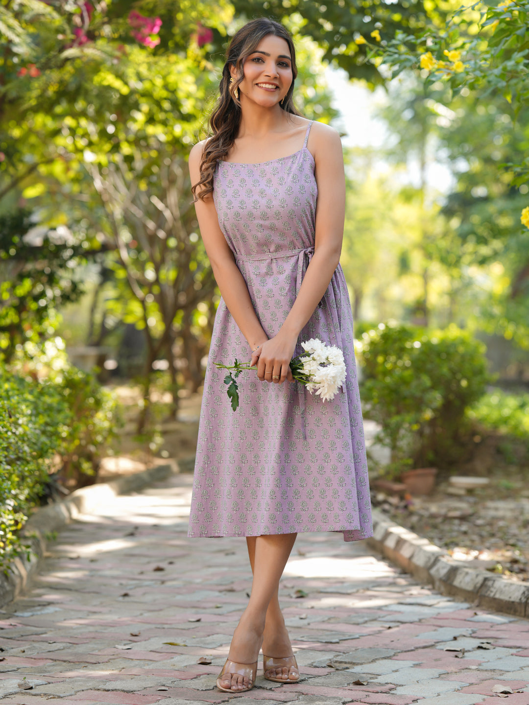 Janasya Light Cotton Floral A-Line Kurta
