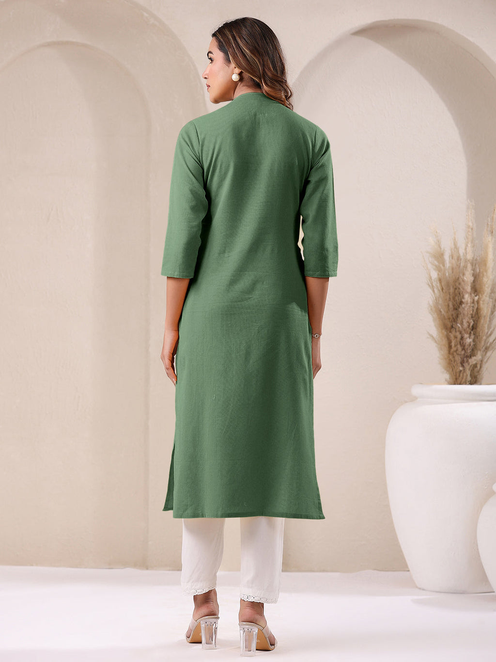Janasya Light Cotton Solid Straight Kurta