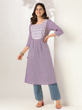 Janasya Light Cotton Yoke Embroidery Straight Kurta