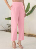 Janasya Pink Cotton Solid Pant