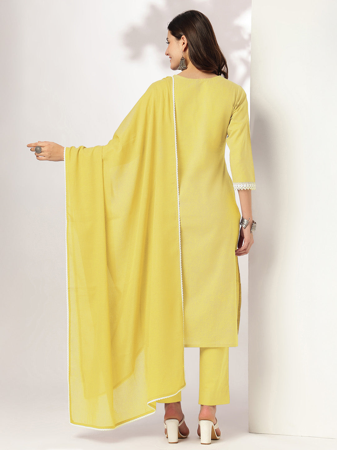 Janasya Light Cotton Embroidered Straight Kurta Set