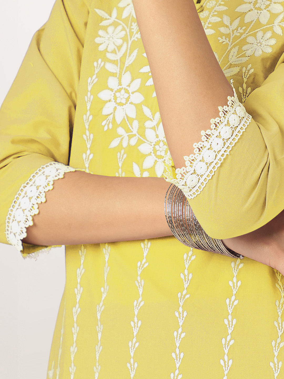 Janasya Light Cotton Embroidered Straight Kurta Set
