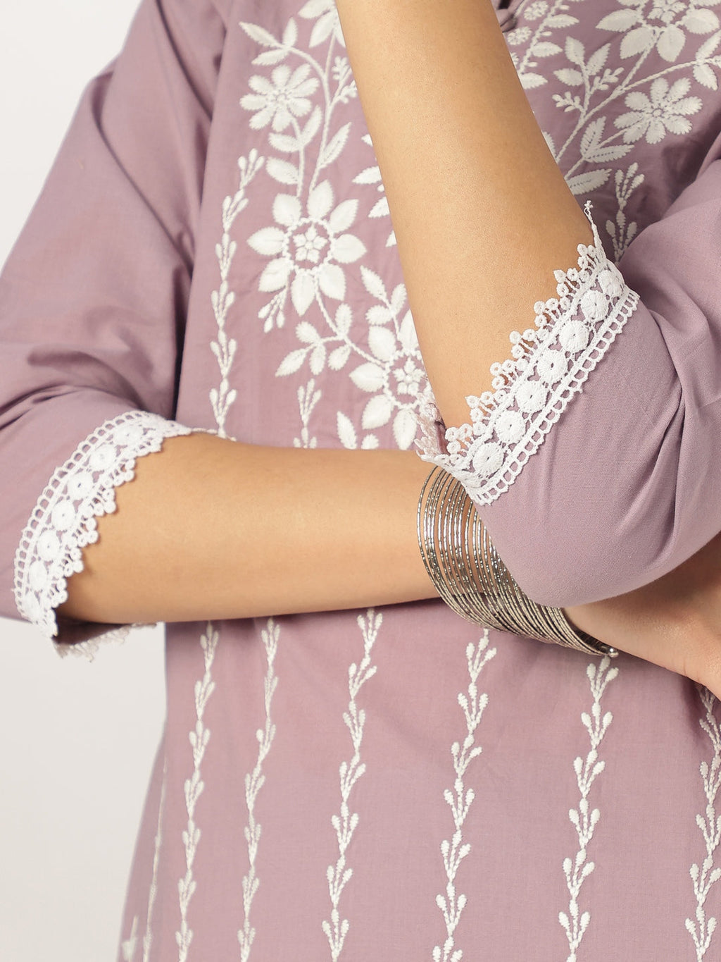 Janasya Light Cotton Embroidered Straight Kurta Set