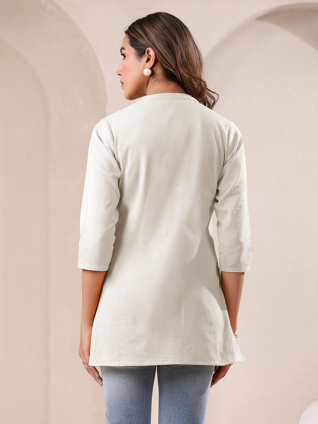 Janasya Light Cotton Solid Straight Top