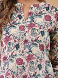 Janasya Light Cotton Floral Straight Tunic
