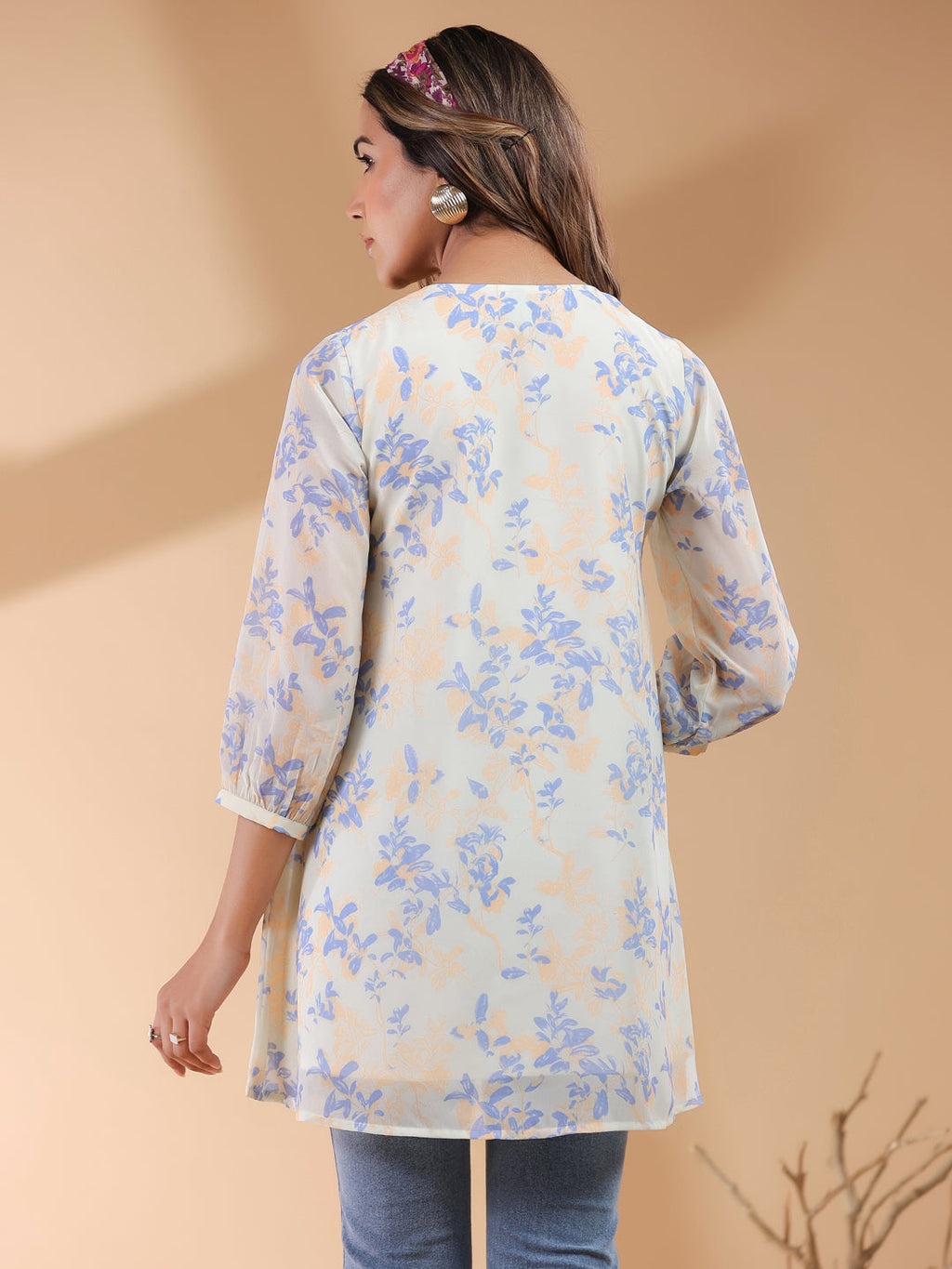 Janasya Light Georgette Floral A-Line Tunic