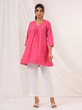 Janasya Bright Cotton Schiffli A-Line Tunic