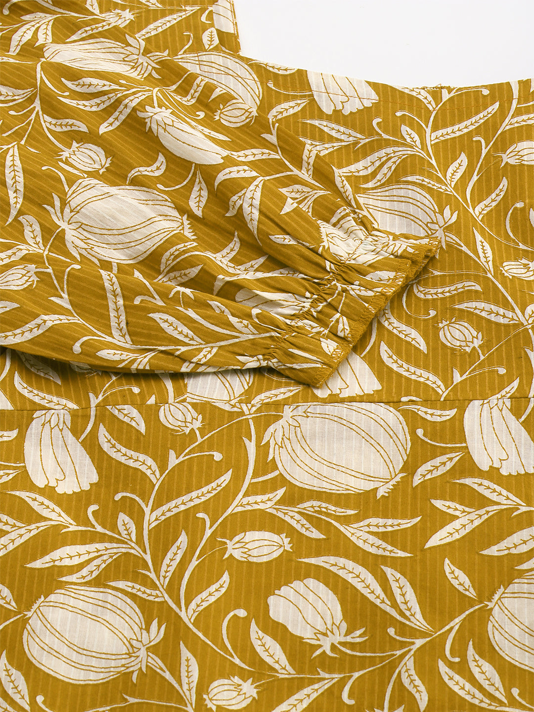 Janasya Dark Cotton Floral A-Line Dress