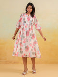 Janasya Light Georgette Floral Flared Dress