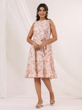 Janasya Light Cotton Floral A-Line Dress