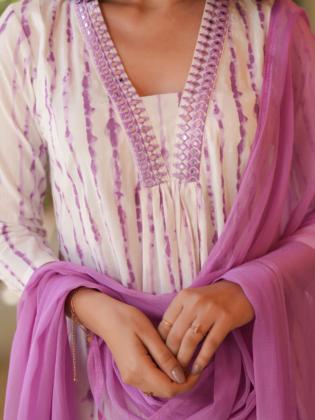Janasya Light Cotton Tie & dye A-Line Kurta Set