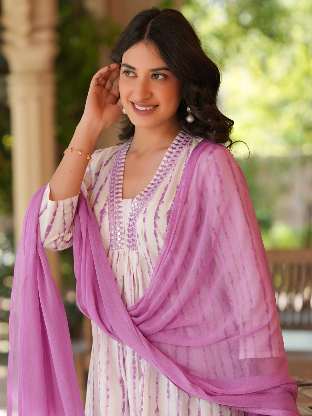 Janasya Light Cotton Tie & dye A-Line Kurta Set