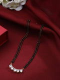 NVR Women Ethnic Gold-Polished Beaded Mangalsutra With Ad Stone