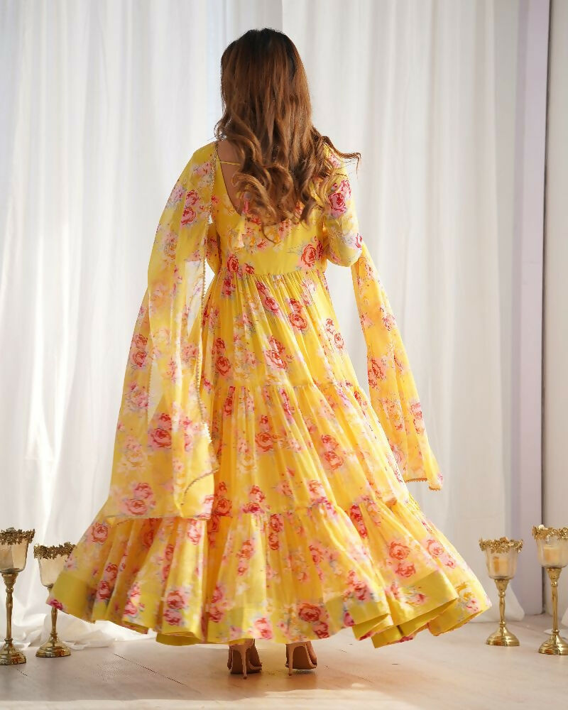 Joban Fashion Yellow Kurta Set Georgette Sequence Embroidery Work