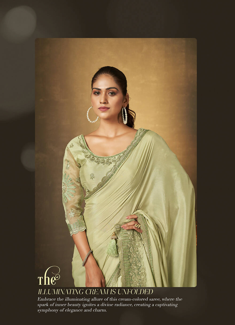 Green Chinon Chiffon Thread Work Embroidered with Swaroski Work Saree With Unstitched Blouse Piece - Norita Royal Erisha