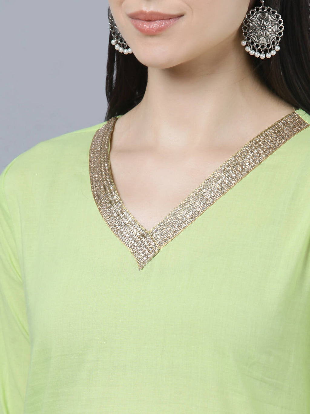 Myshka Women Green Regular Pure Cotton Kurta with Trousers With Dupatta Set