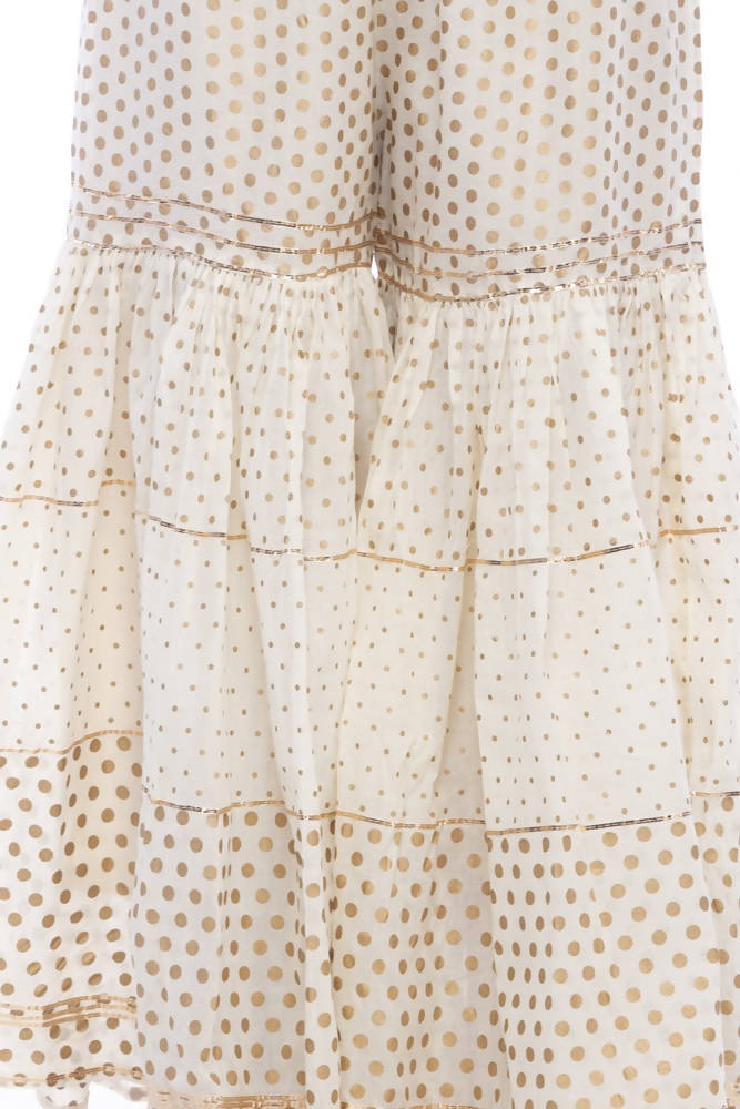Mominos Fashion Trendy Cotton Off White Gold Print With Gota Sharara