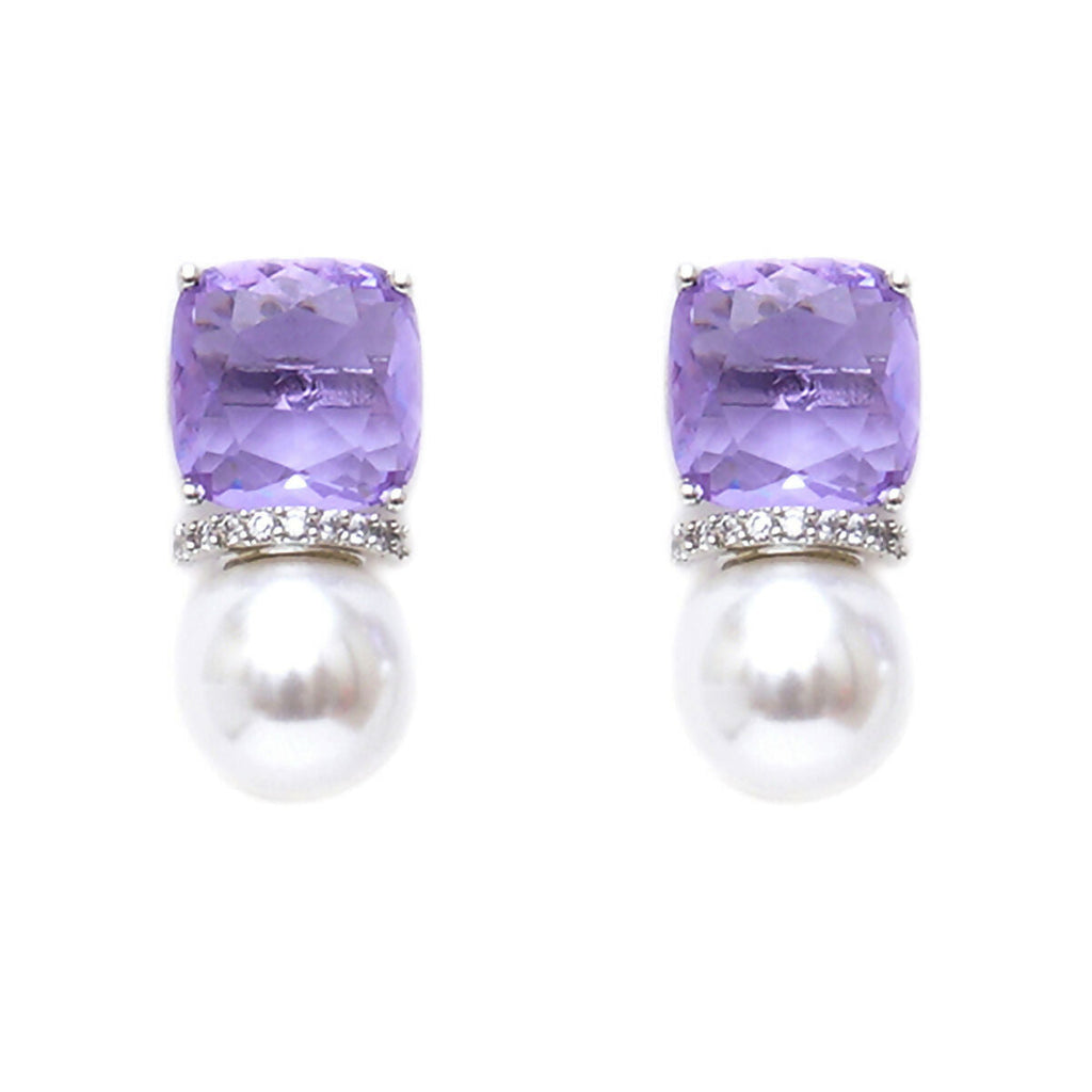 Purple Pearl Studs- Ruby Raang