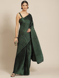 Jyoti Fashion Women's Green Satin Platted Work Designer Saree with Blouse