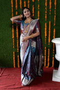 Jyoti Fashion Women's Grey Handloom Banarasi Silk Zari Woven Saree with Blouse