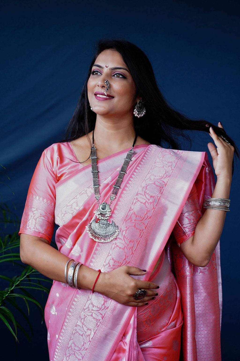 Jyoti Fashion Women's Peach Soft Banarasi Silk Zari Woven Saree with Blouse