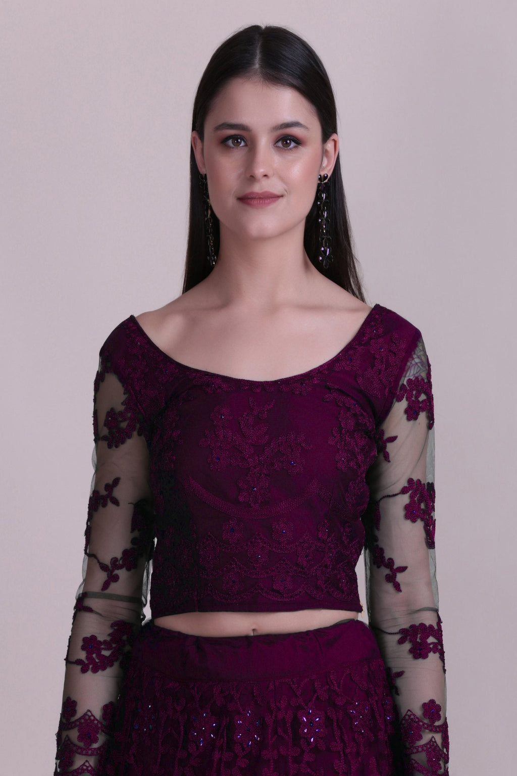 Jyoti Fashion Women's Purple Net Thread Embroidered Designer Lehenga Choli Set