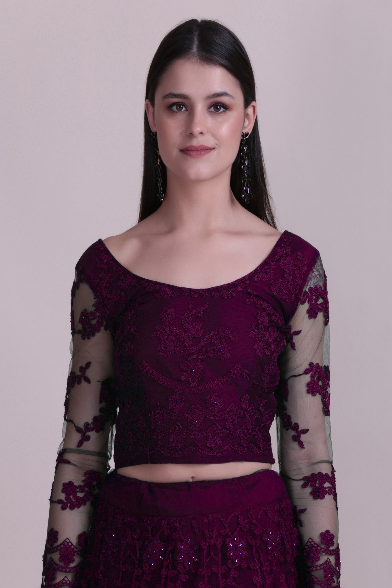 Jyoti Fashion Women's Purple Net Thread Embroidered Designer Lehenga Choli Set