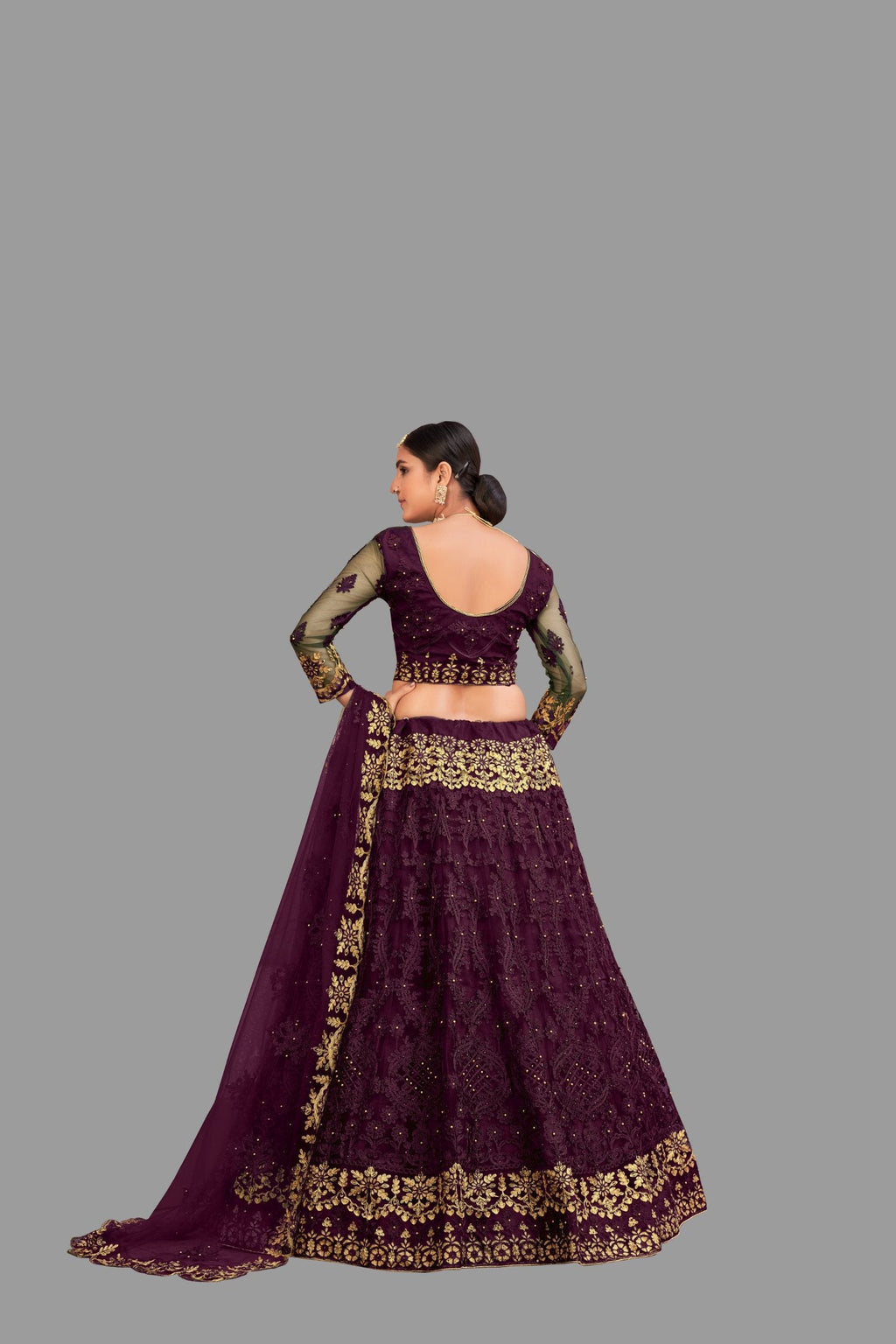 Jyoti Fashion Women's Purple Net Thread Embroidered Designer Lehenga Choli Set