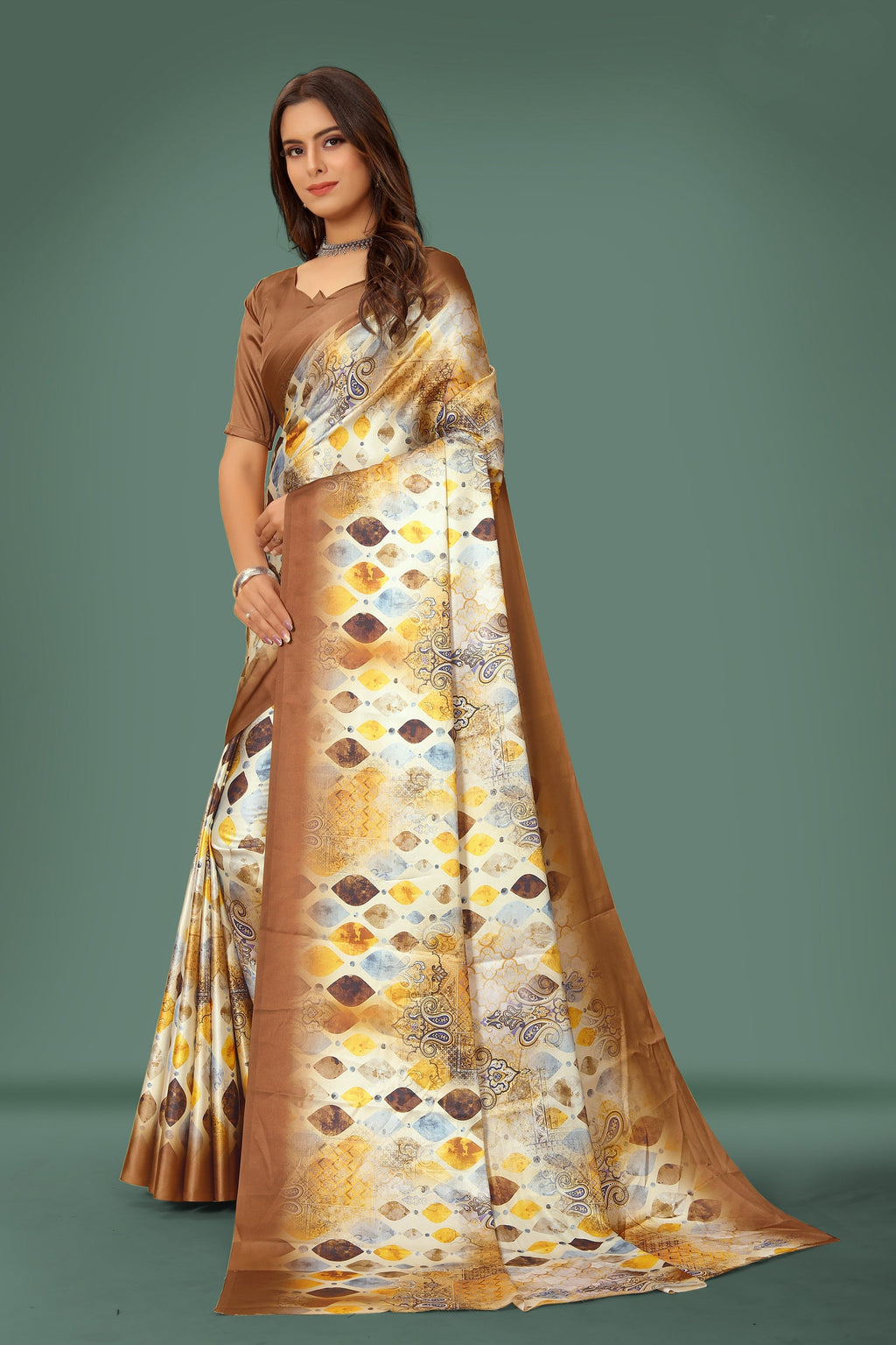 Jyoti Fashion Women's Multicolor Pure Japan Satin Digital Printed Designer Saree with Blouse