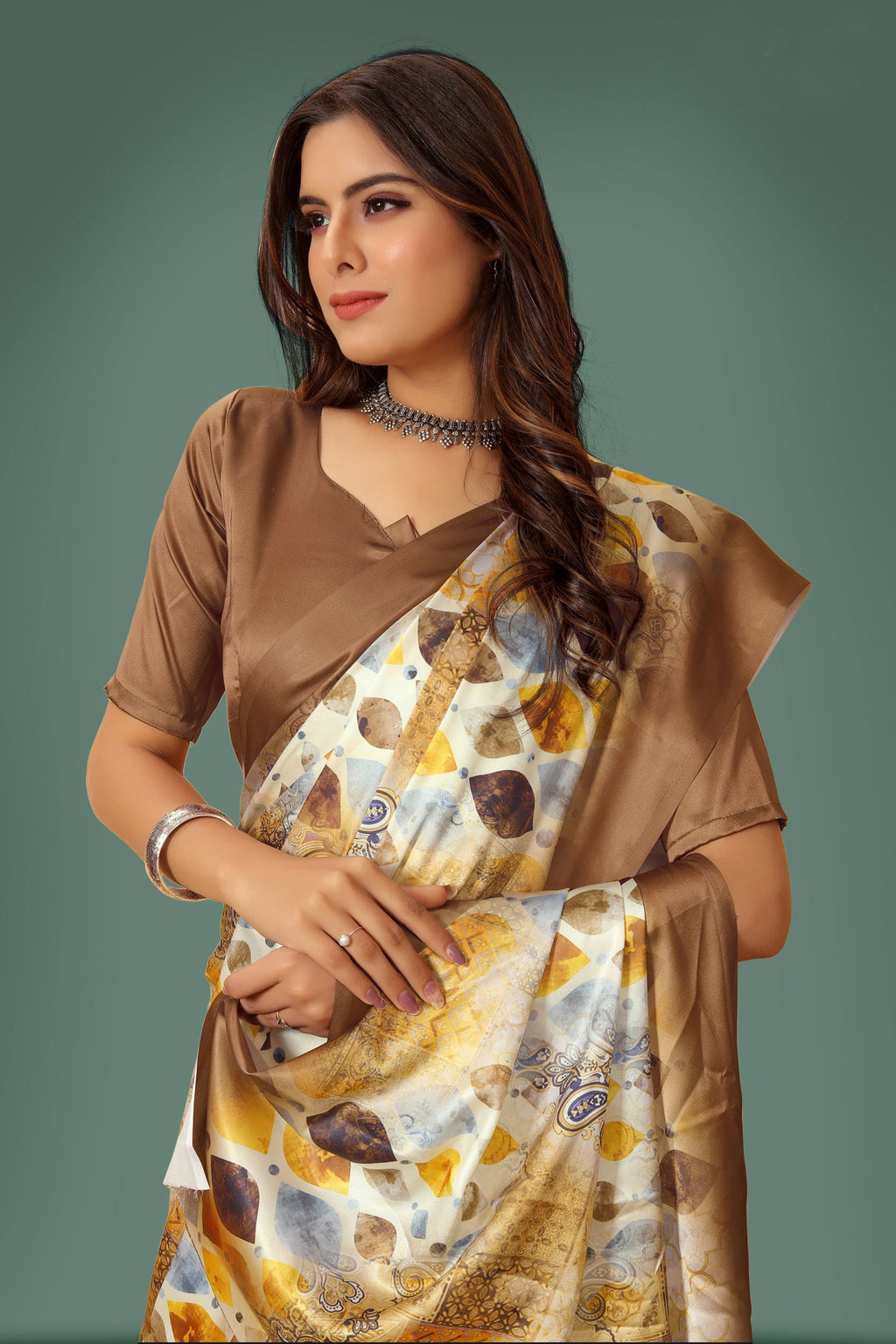 Jyoti Fashion Women's Multicolor Pure Japan Satin Digital Printed Designer Saree with Blouse