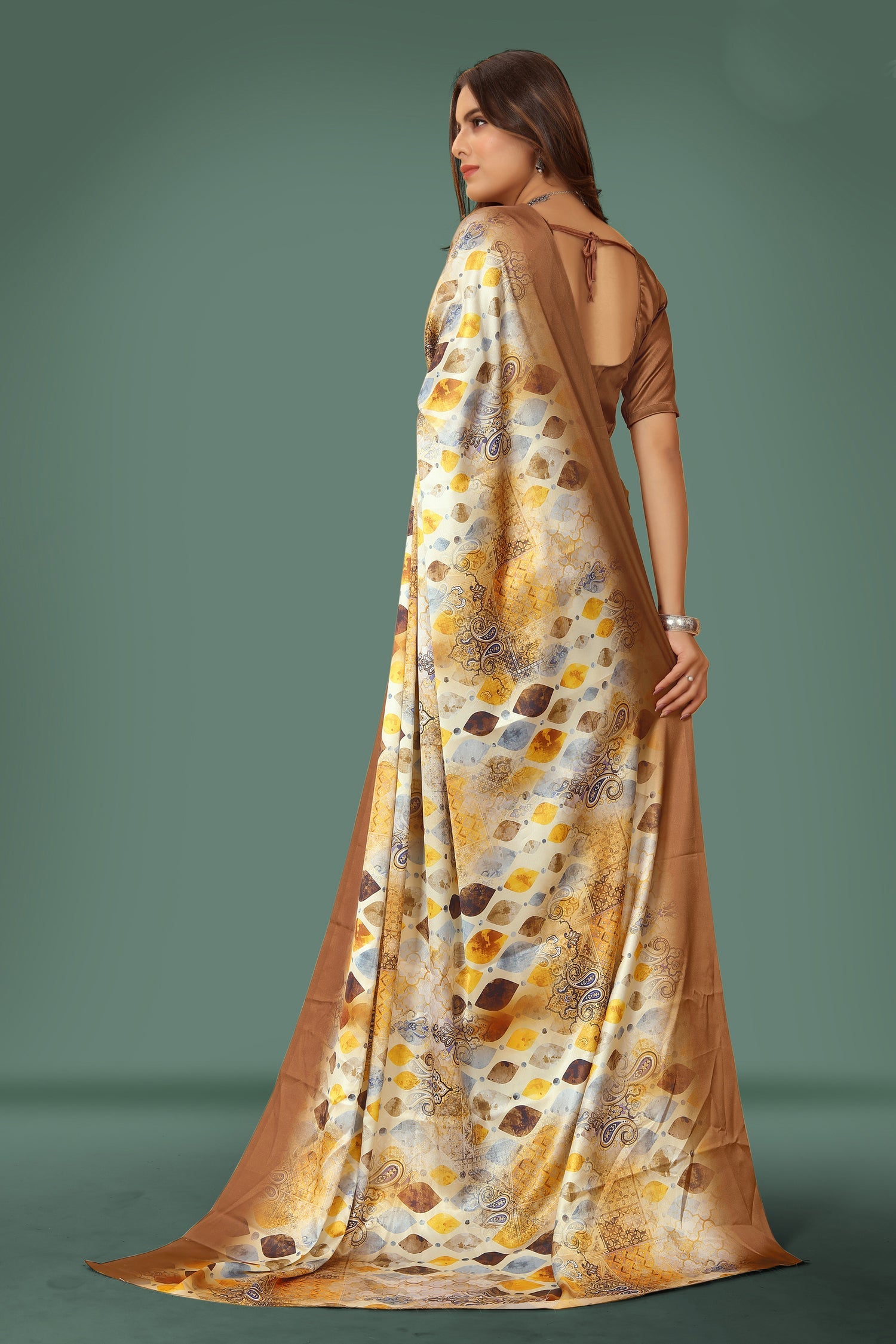 Jyoti Fashion Women's Multicolor Pure Japan Satin Digital Printed Designer Saree with Blouse