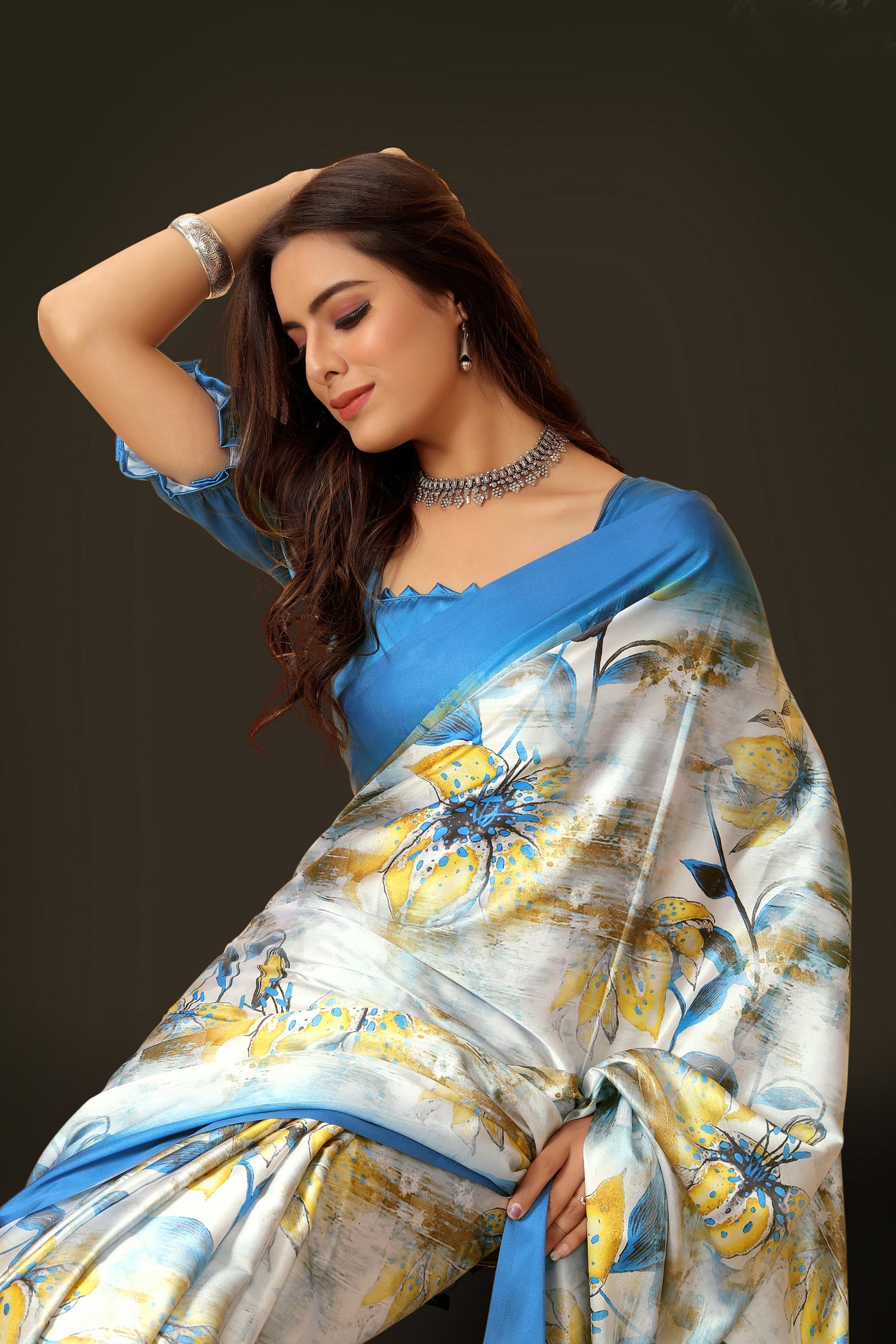 Jyoti Fashion Women's Multicolor Pure Japan Satin Digital Printed Designer Saree with Blouse