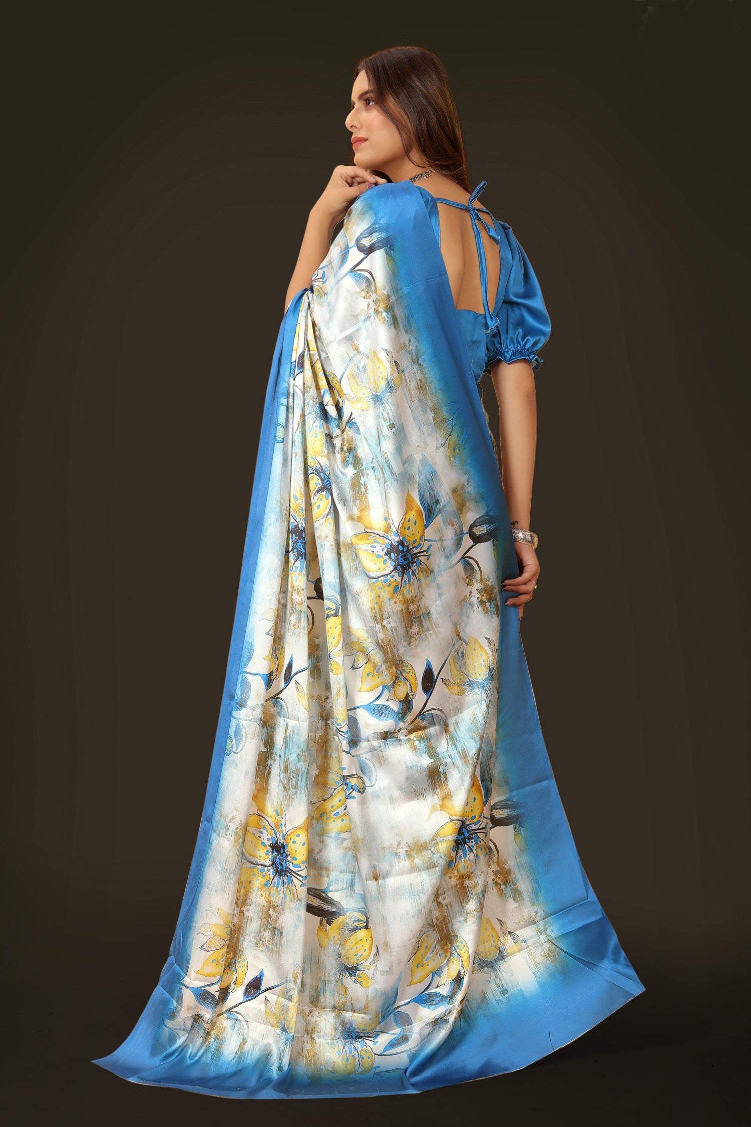 Jyoti Fashion Women's Multicolor Pure Japan Satin Digital Printed Designer Saree with Blouse