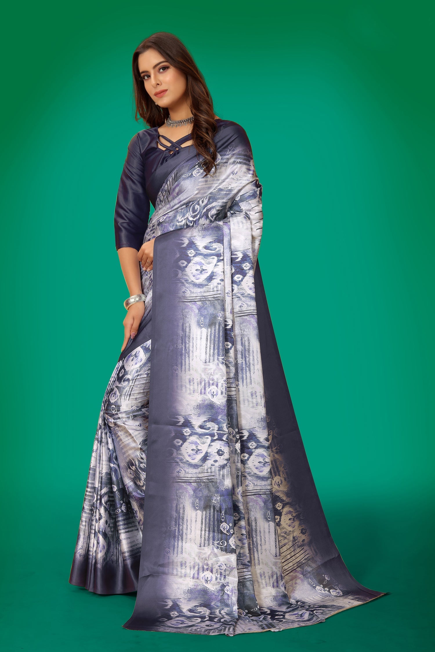 Jyoti Fashion Women's Multicolor Pure Japan Satin Digital Printed Designer Saree with Blouse