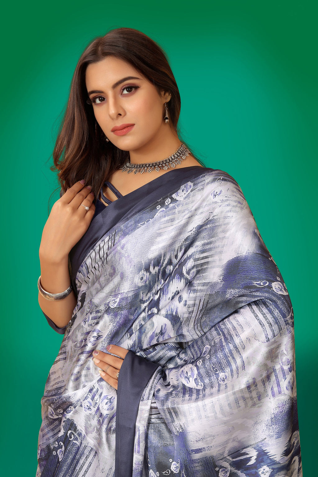 Jyoti Fashion Women's Multicolor Pure Japan Satin Digital Printed Designer Saree with Blouse