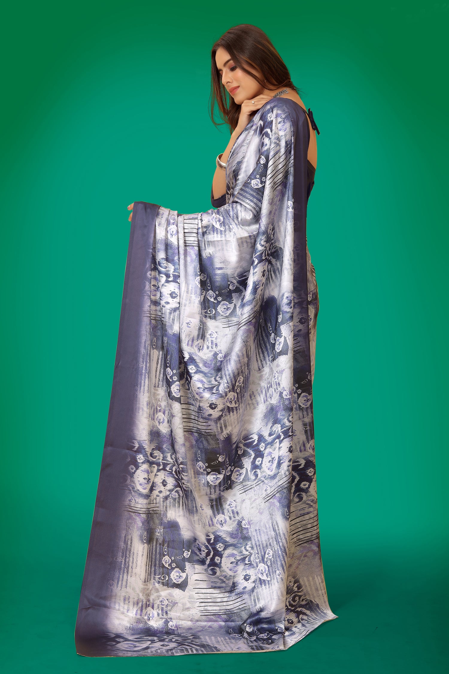 Jyoti Fashion Women's Multicolor Pure Japan Satin Digital Printed Designer Saree with Blouse
