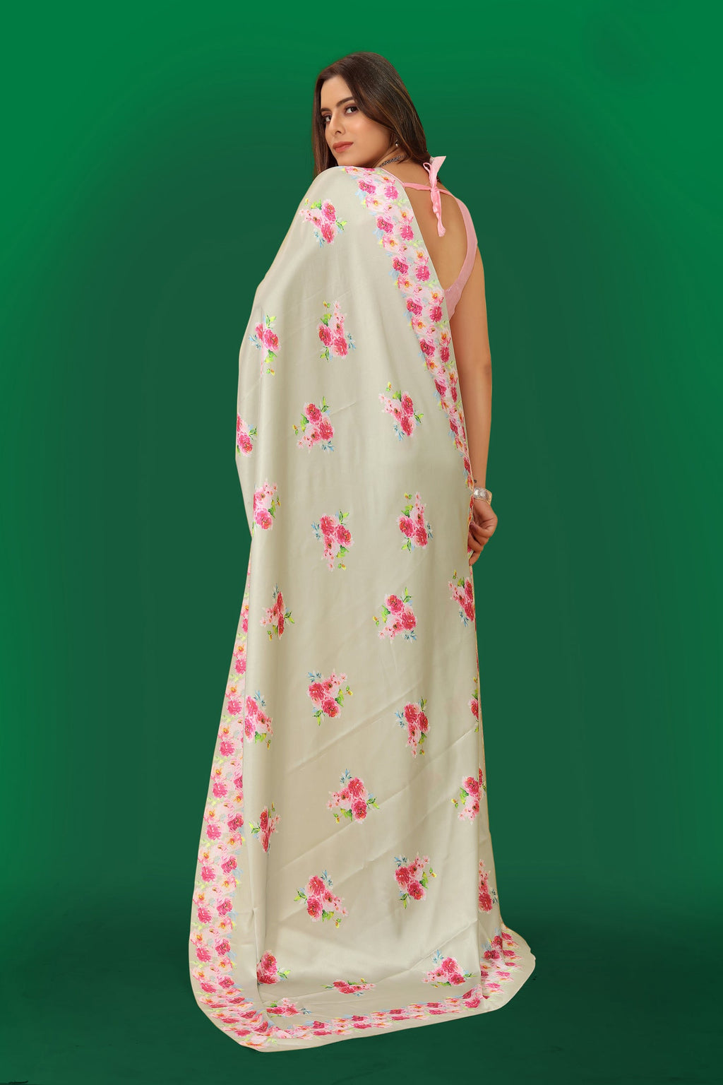 Jyoti Fashion Women's Multicolor Pure Japan Satin Digital Printed Designer Saree with Blouse