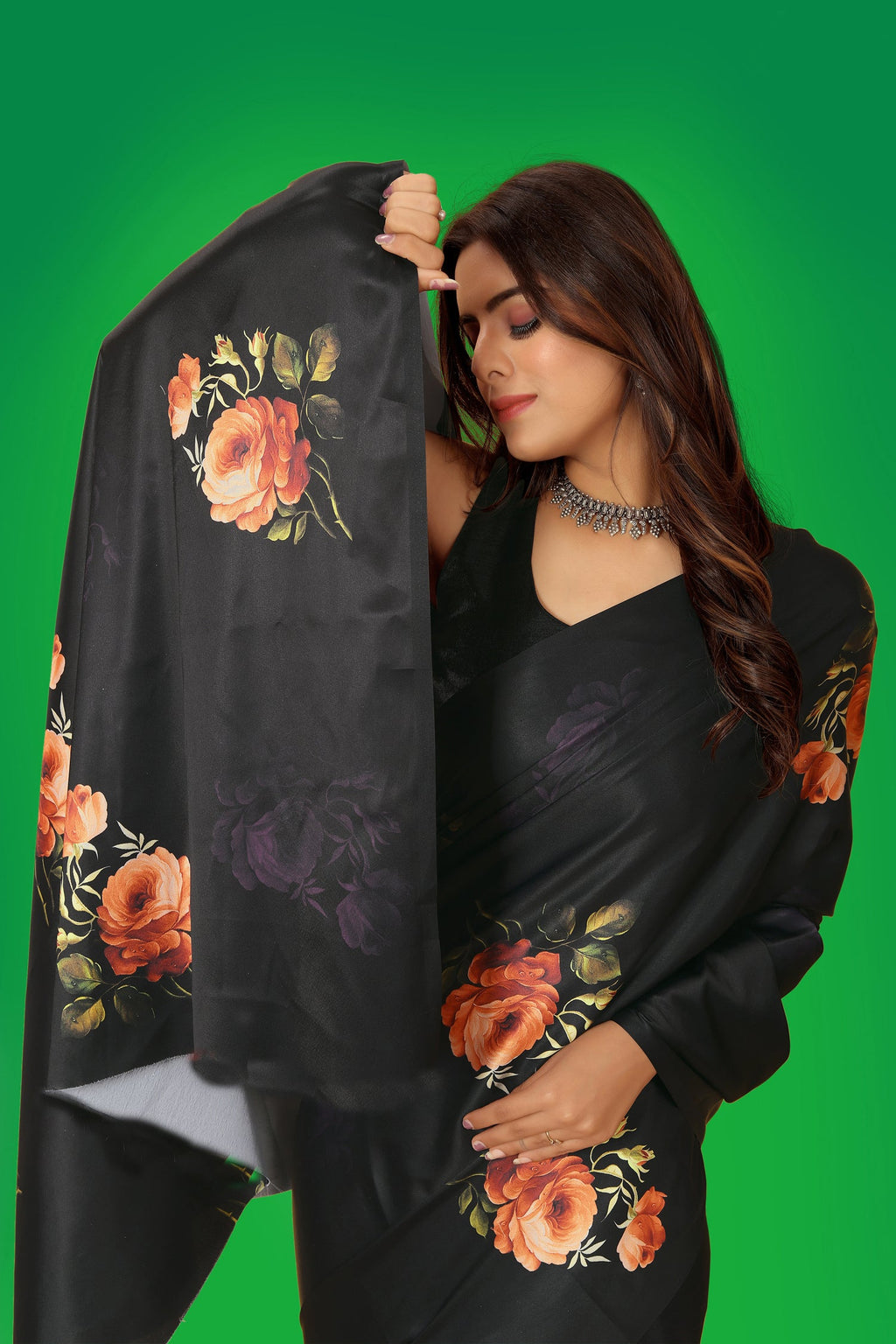 Jyoti Fashion Women's Multicolor Pure Japan Satin Digital Printed Designer Saree with Blouse