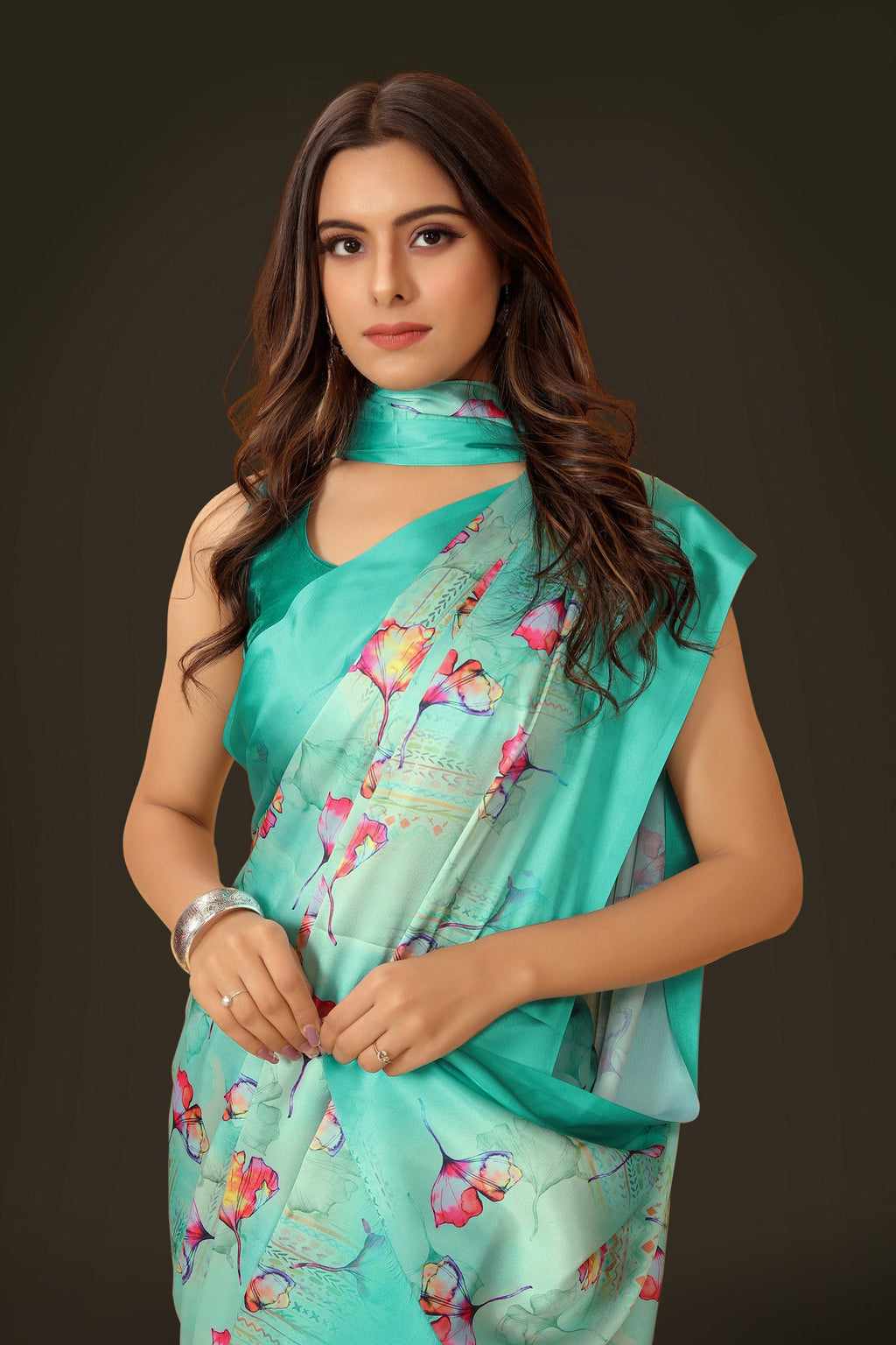 Jyoti Fashion Women's Multicolor Pure Japan Satin Digital Printed Designer Saree with Blouse