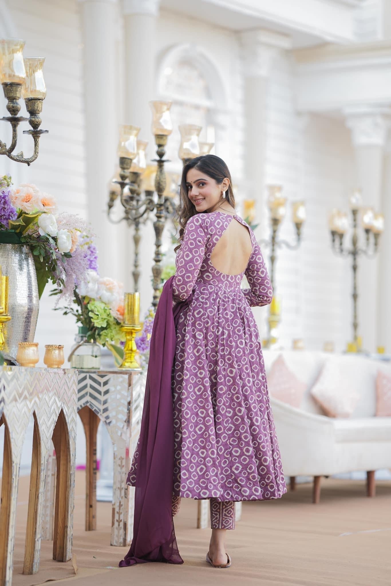 Jyoti Fashion Women's Purple Cotton Silk Heavy Digital Printed Kurta Set