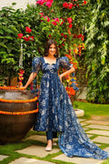 Jyoti Fashion Women's Navy Blue Tabby Silk Heavy Digital Printed Kurta Set