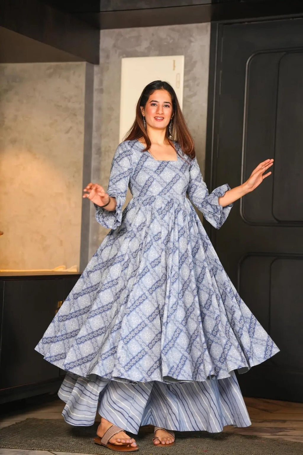 Jyoti Fashion Women's Grey Cotton Silk Heavy Digital Printed Kurta Set