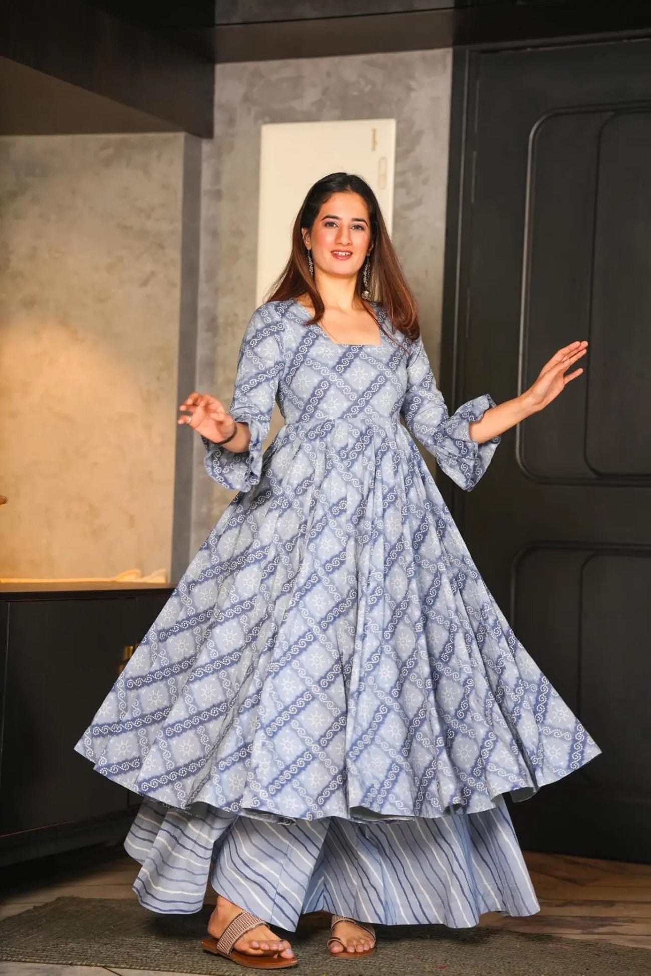 Jyoti Fashion Women's Grey Cotton Silk Heavy Digital Printed Kurta Set