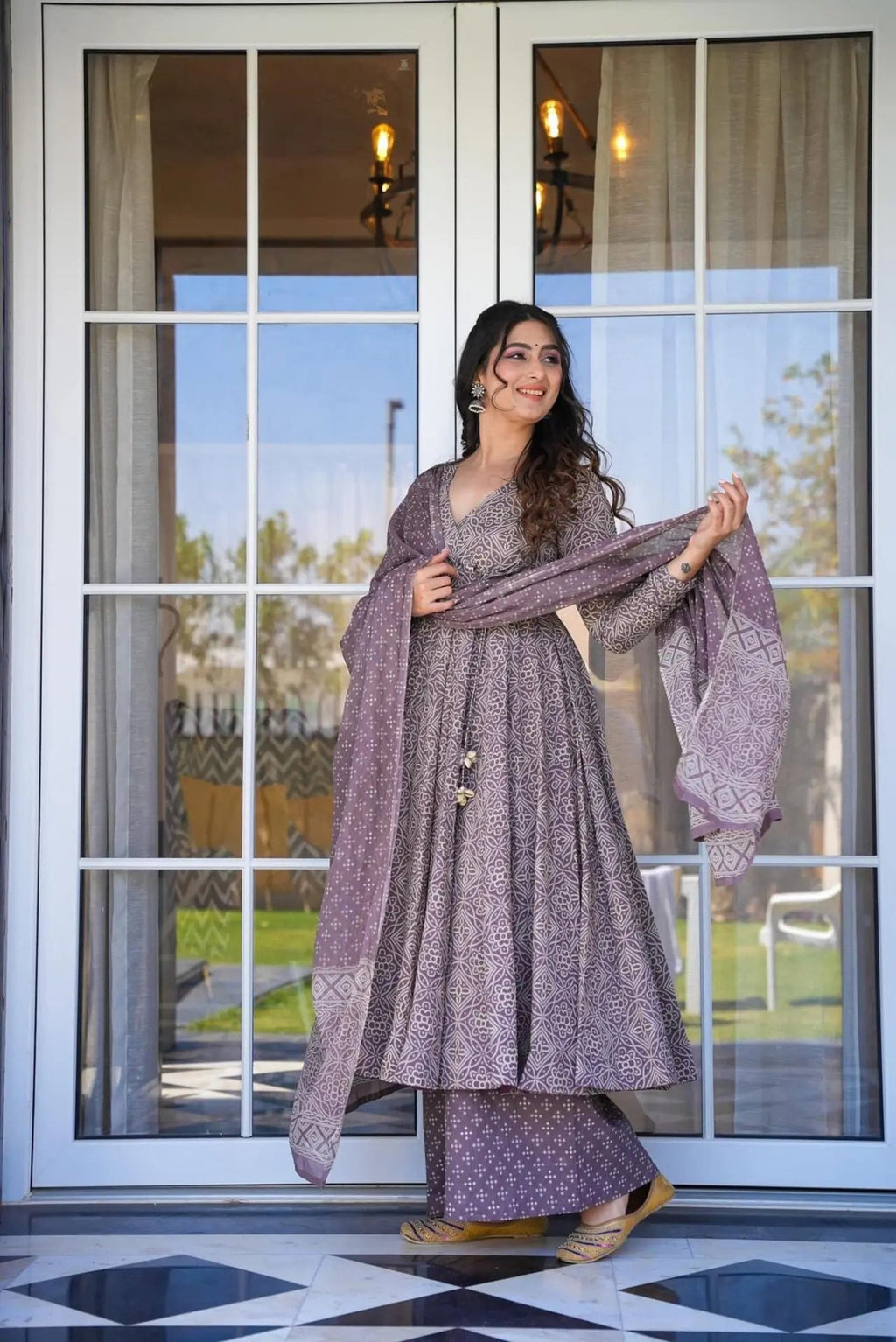 Jyoti Fashion Women's Pastel Purple Cotton Silk Heavy Digital Printed Kurta Set