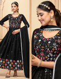 Jyoti Fashion Women's Black Faux Georgette Heavy Embroidered Kurta Set